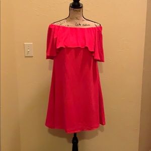 Off the shoulder sleeveless red dress